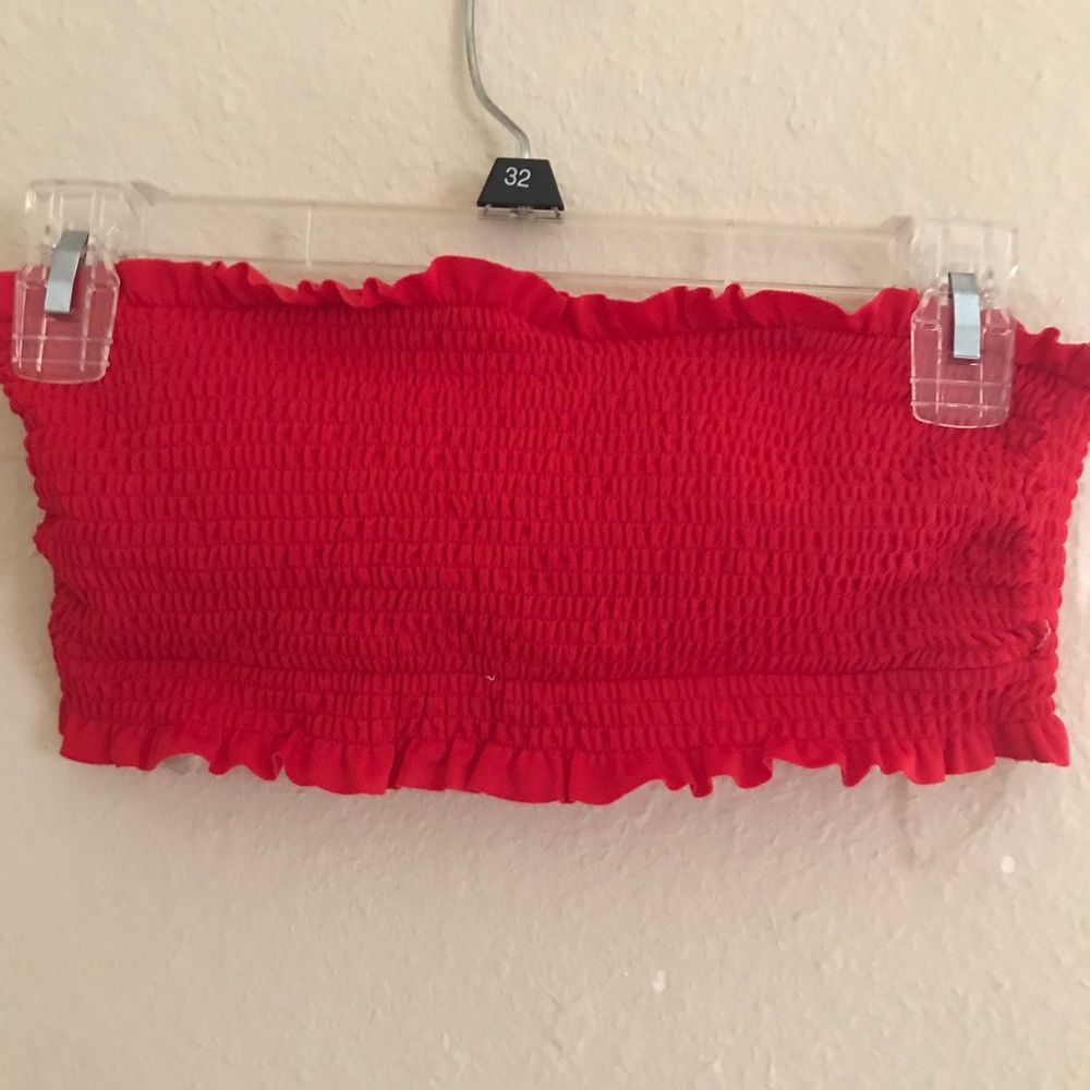 Red bandeau bikini top
